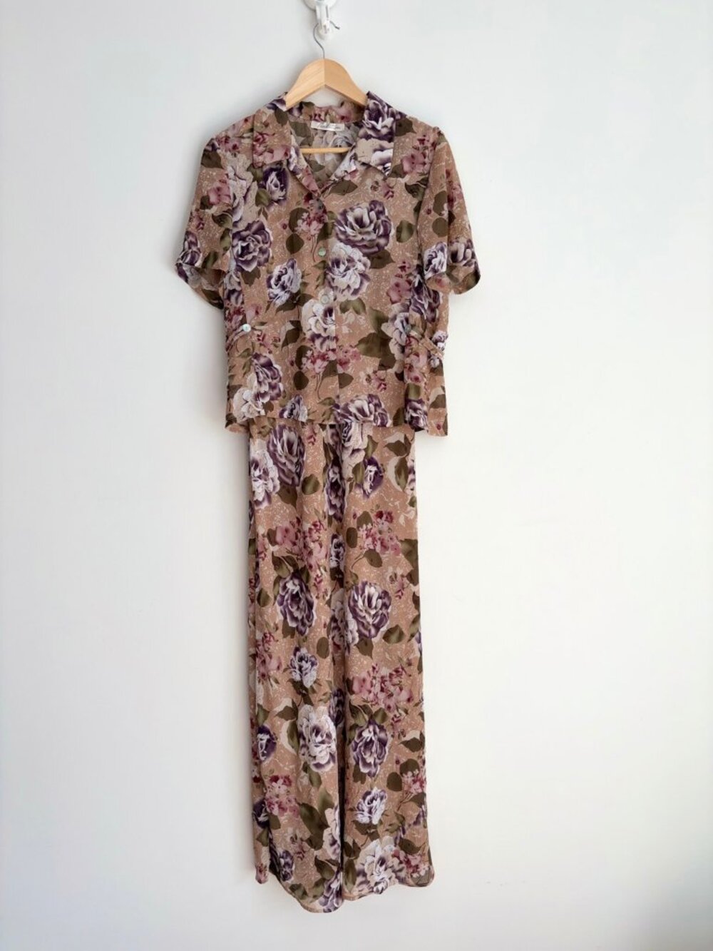 Vintage Tradition Cottagecore Floral Maxi Dress Matching Sheer Top Set Size 10